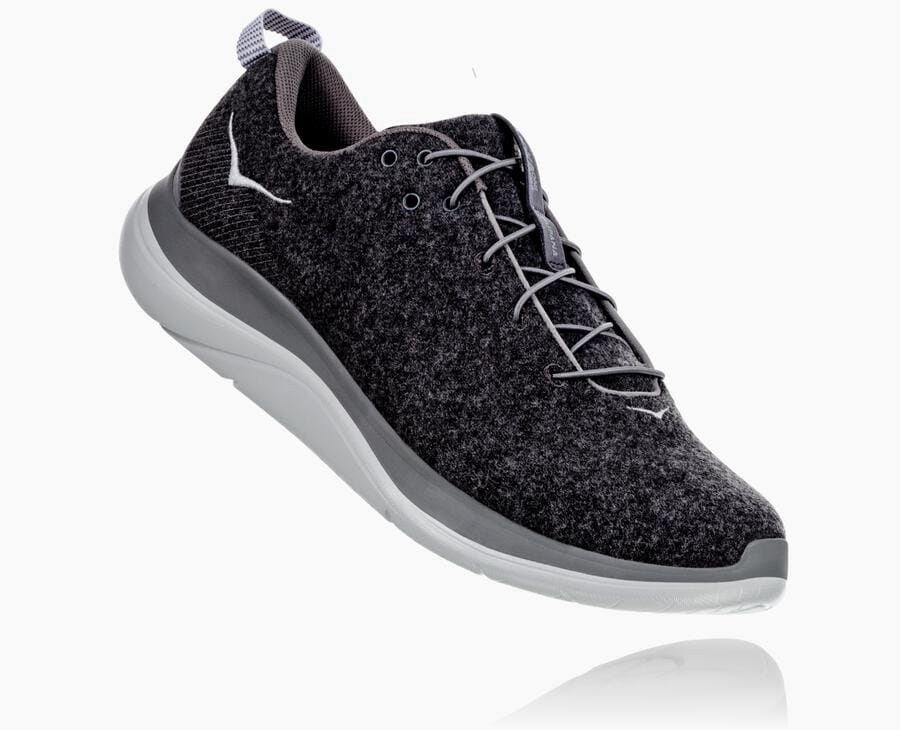 Hoka One One Hardloopschoenen Dames - Hupana Flow Wool - Donkergrijs - LD2463197